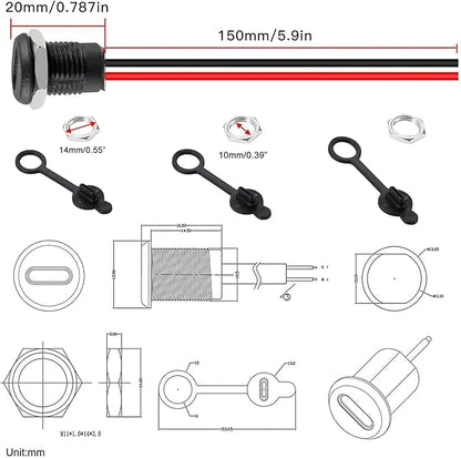 Gebildet 10pcs Type-C Female Chassis 2 Pin Wire 24AWG Waterproof Jack - Image 4
