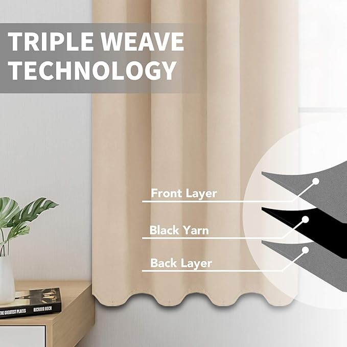 Easy-Going Blackout Curtains for Bedroom, Solid Thermal Insulated Grommet and - Image 3