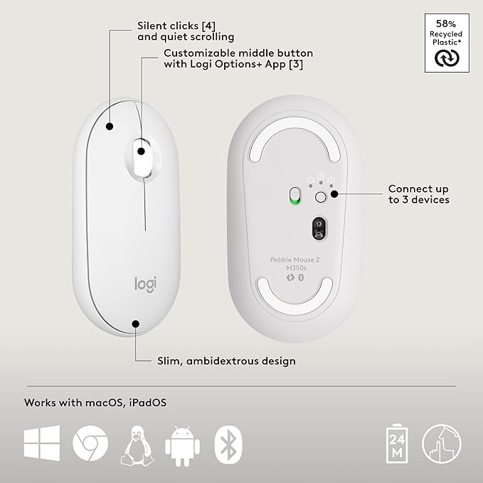 Logitech Pebble 2 Combo for Mac, Wireless Keyboard and Mouse, Quiet and Portable - Image 7