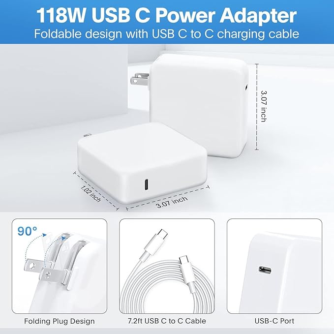 Mac Book Pro Charger-118W USB C Fast Charger Power Adapter Compatible - Image 8