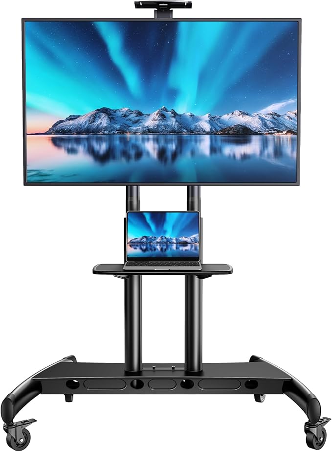 PERLESMITH Mobile TV Stand for 55-90 Inch Flat/Curved Screen TV Max VESA by PERLESMITH