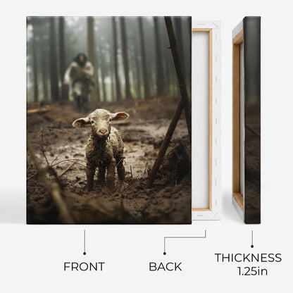Jesus with Lamb Christian Canvas Wall Art, Religious Print, 11x14 Inch | Lost lamb faith artwork, gallery wrapped ready to hang, fade-resistant decor for living room, prayer room and church