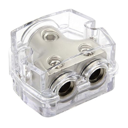 RKURCK 2 Way Power Distribution Block, 0/2/4 AWG Gauge in, 4/8/10 Gauge Out by RKURCK