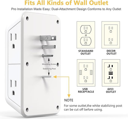 Wall Outlet Extender with Night Light, Power Plug Adapter Multi Plug Outlet - Image 9