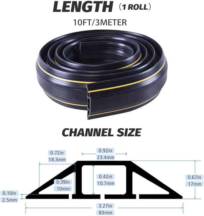 Vilmon 10FT Floor Cord Cover, Heavy Duty PVC Floor Cable Cover, Wire Cover to - Image 2