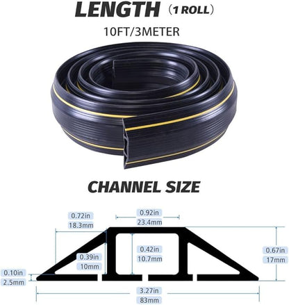 Vilmon 10FT Floor Cord Cover, Heavy Duty PVC Floor Cable Cover, Wire Cover to - Image 2