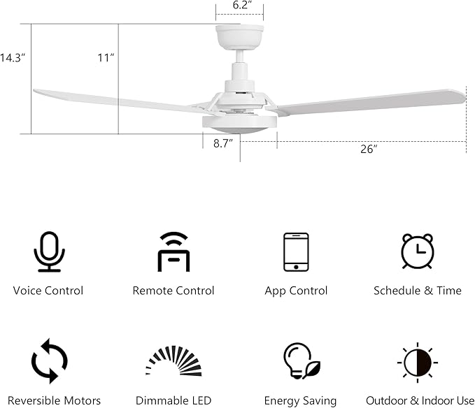 SMAAIR 52 Inch Smart Wifi Ceiling Fans - Image 8