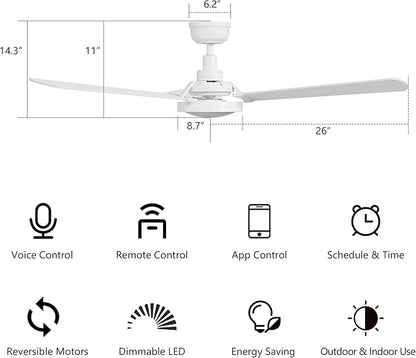 SMAAIR 52 Inch Smart Wifi Ceiling Fans - Image 8