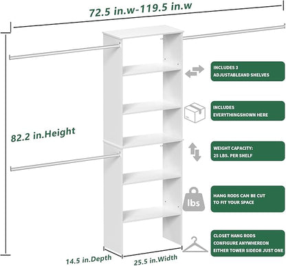 Closet System, 25.5" Wide Closet Organizer System - Image 7