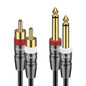 J&D Dual 1/4 inch TS to Dual RCA Cable, Heavy Duty 1/4 Male to RCA Male Adapter by JDTech