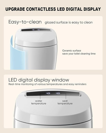 Smart Toilet with Warm Water Sprayer and Dryer, One Piece Bidet Toilet with - Image 2