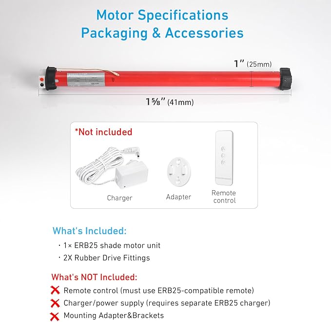 Rollerhouse ERB25 Battery Roller Shade Motor - Image 3