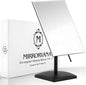 Large Adjustable Table Desk Mirror with Stand, 9.8" x 7" (Black) | Personal Face Mirror Fits Vanity, Bathroom Countertop, or Office Desktop with Stable Base for Styling, Makeup & Daily Care