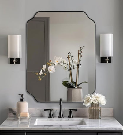 ANDY STAR Black Bathroom Mirror, 22x30 Inch Asymmetrical Mirror, Irregular Wall by ANDYSTAR
