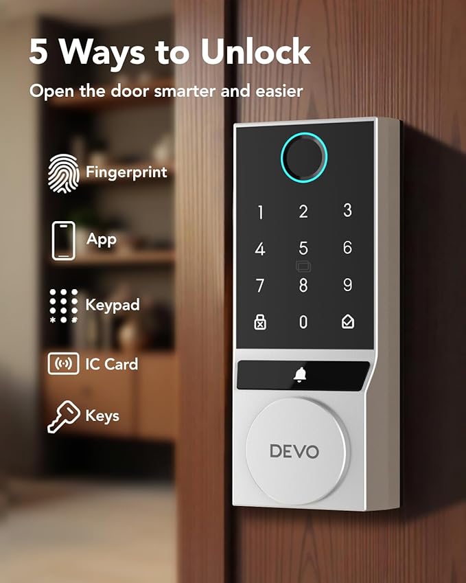 Devo G2 Fingerprint Smart Door Lock, Keyless Entry Door Lock, App Control - Image 3