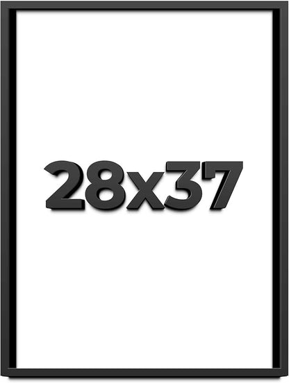 28x37 Shadow Box Frame Black | 1 Inch Deep Solid Wood Shadowbox Display Frame | by CustomPictureFrames