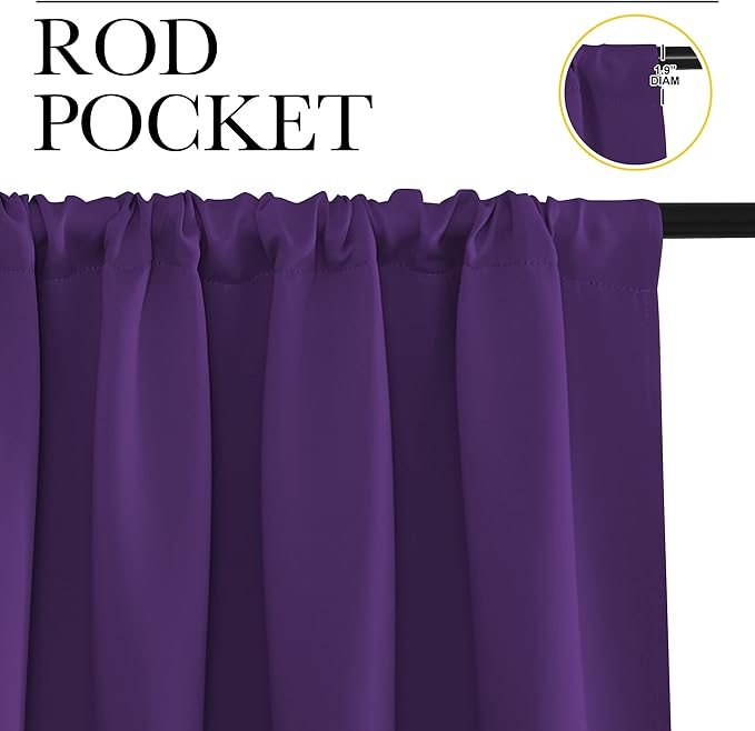 NICETOWN RV Blackout Curtains for Camper Windows, Royal Purple, Kitchen Curtains - Image 2