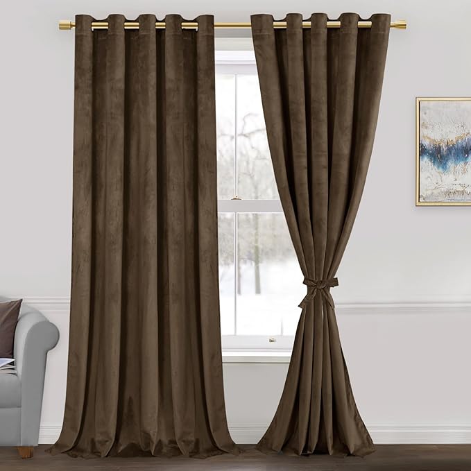 JIUZHEN Room Darkening Velvet Curtains 2 Panels Set, Luxury Window Treatment by JIUZHEN