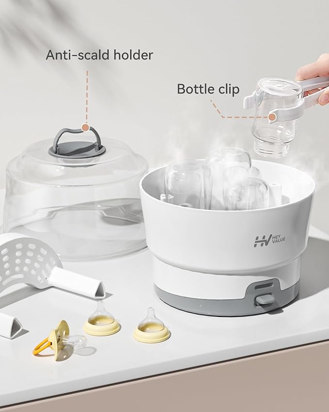 HEYVALUE Ease-Steam Bottle Sterilizer, Compact Baby Bottle Sterilizer, Fast - Image 5