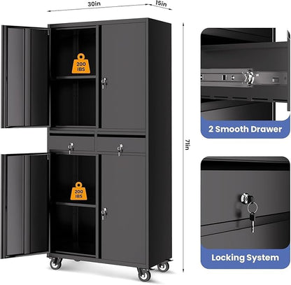 GarveeHome 73'' Metal Storage Cabinet, Heavy Duty Garage Storage - Image 3