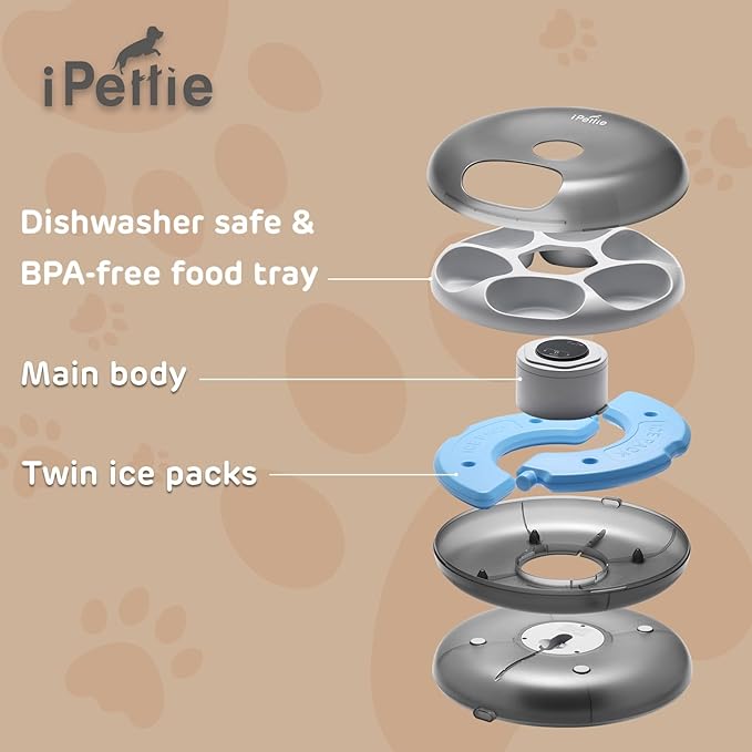 iPettie Donut Frost 6 Meal Cordless Automatic Pet Feeder, Dry & Wet Food - Image 7
