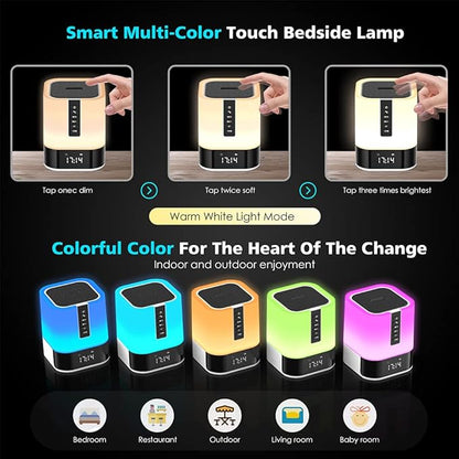 Hetyre Night Light Bluetooth Speaker, 5 in 1 Touch Control Bedside Lamp - Image 2