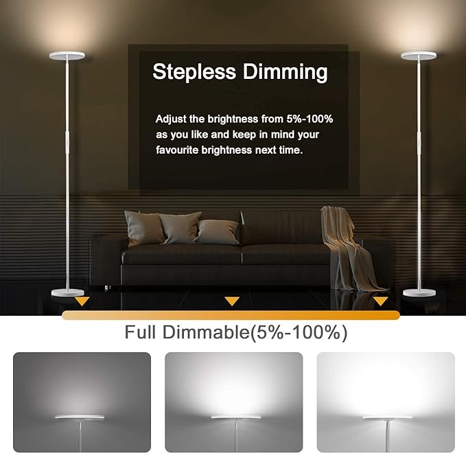 JOOFO Floor Lamp, 30W/2400LM Sky LED Modern Torchiere 3 Color Temperatures - Image 7