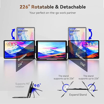 15.6" Detachable Laptop Screen Extender, FHD 1080P IPS Dual/Triple Portable - Image 4