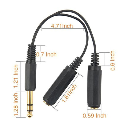 Disino 1/4 Splitter, 1/4" TRS Stereo Male to Dual Female Y Splitter Cable - Image 3