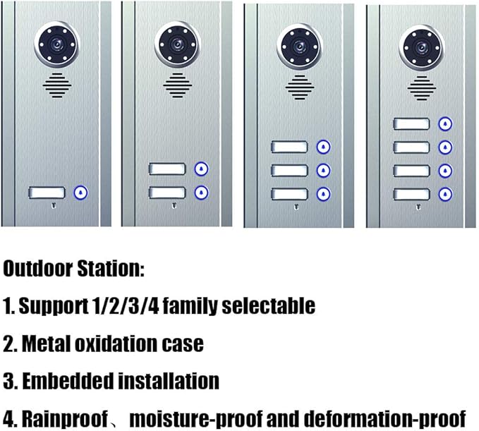 4 Apartment Bus 2 Wire Video Door Phone Intercom Systems 7 Inch Kit - Image 7