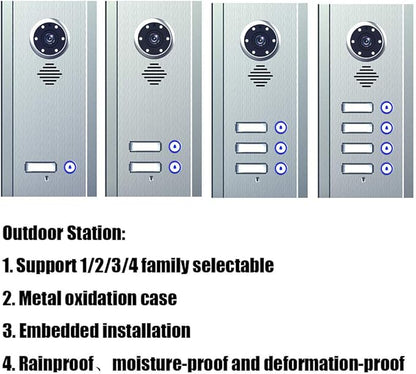 4 Apartment Bus 2 Wire Video Door Phone Intercom Systems 7 Inch Kit - Image 7