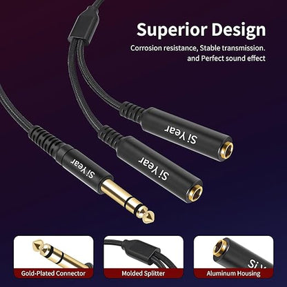 SiYear 1/4" Splitter Cable, 6.35mm TRS to Dual 1/4 inch Female Stereo Y - Image 4