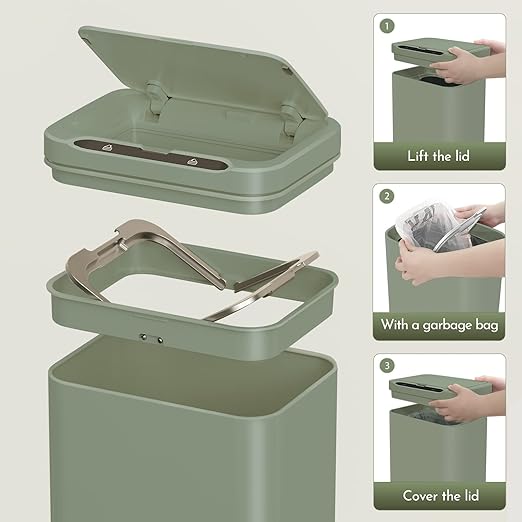 ELPHECO Stainless Steel Office Trash Can Motion Sensor Garbage Can Touchless - Image 8