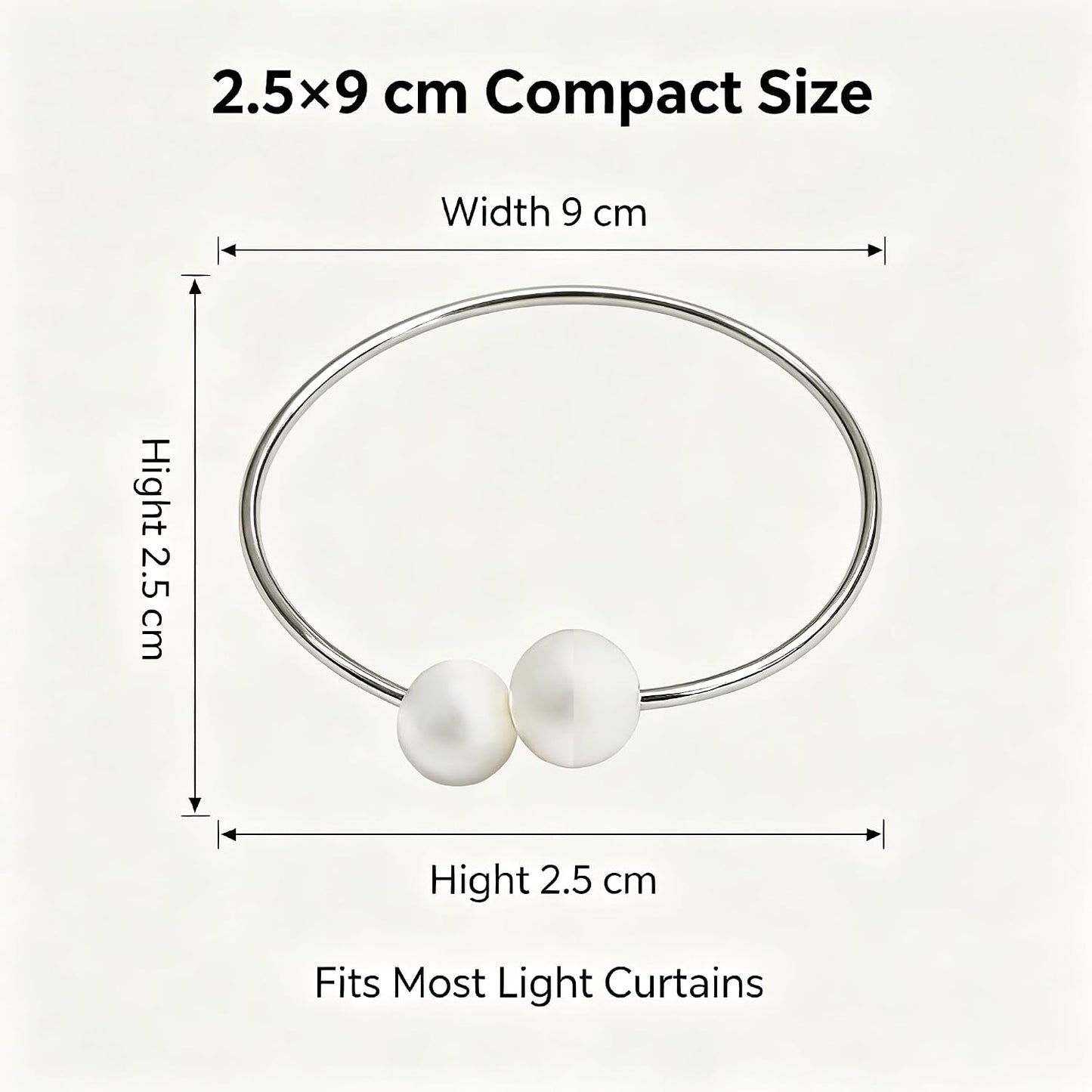 Curtain Tie with Sliver Clasps | Simple and Luxurious Design, Pearl Accents, Adjustable Buckles