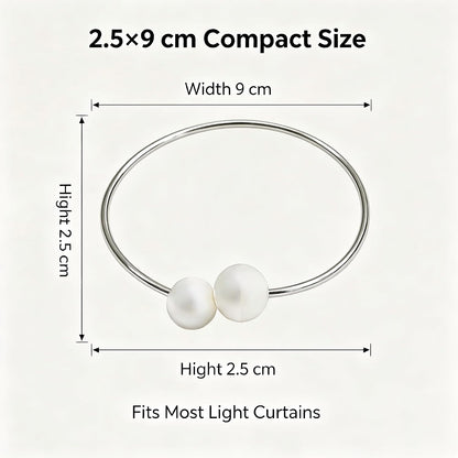 Curtain Tie with Sliver Clasps | Simple and Luxurious Design, Pearl Accents, Adjustable Buckles