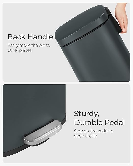 SONGMICS Trash Can with Lid, 8 Gallon Garbage Can, Stainless Steel Small Waste - Image 6