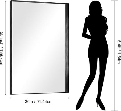 CIRCUMI Black Bathroom Mirror, Brushed Finish, Tempered Glass, Large Mirror - Image 8