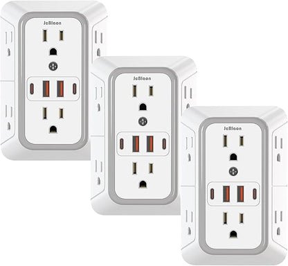 3 Pack Surge Protector Outlet Extender, 6 Outlet Splitter by JcBlaon
