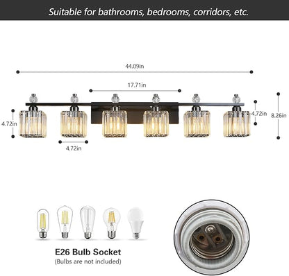 FDPBY Vanity Lights 6-Light Modern Crystal Vanity Light Plating Black Bathroom - Image 5