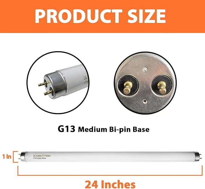 8 Pack 24 inch F17T8/841 17 Watts Light Bulb, 2 Foot Straight Fluorescent Tube - Image 6