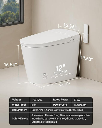 EPLO Smart Toilet Bidet with Tank Built In, Auto Open Close Lid, ADA Comfort - Image 6