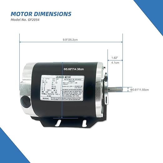 GF2054 Blower Motor 1/2 HP 115 Volt 60Hz 1725RPM 48 Frame Compatible - Image 4