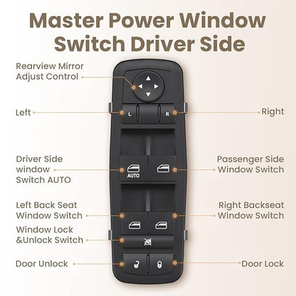 Blycorul Master Power Window Switch Driver Side Control Button Door Lock - Image 5