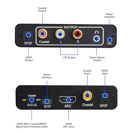 HDMI ARC Audio Extractor, DAC Converter, 192KHz Digital to Analog Audio - Image 3