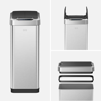 EKO Phantom-T 50 Liter / 13.2 Gallon Vertical Motion Sensor Trash Can, Brushed - Image 9