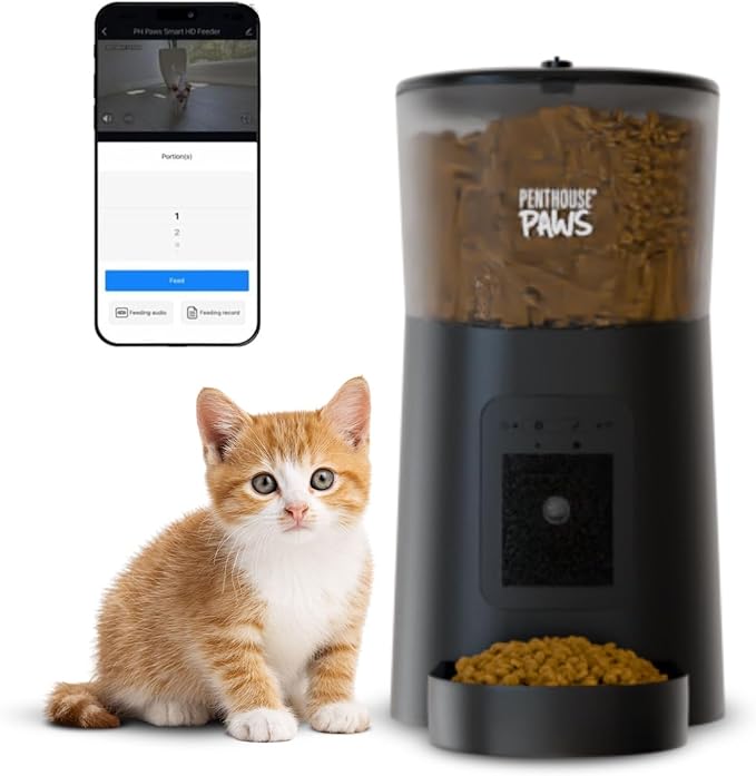 Penthouse Paws Smart HD Automatic Pet Feeder, 6L Dry Food Capacity, 1080p Camera by PENTHOUSEPAWS