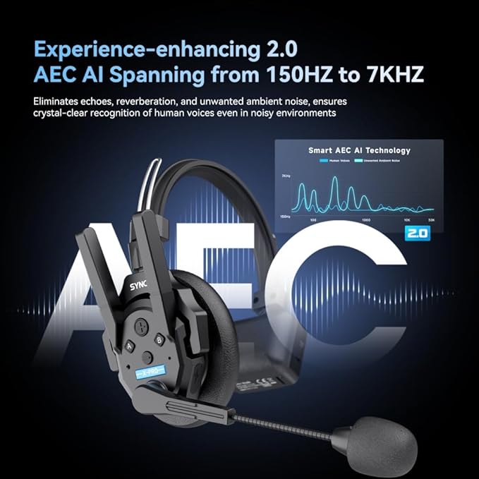 SYNCO XTALK XPro9 Wireless Intercom Headset System 2.4 GHz 1640FT/500M Long - Image 3