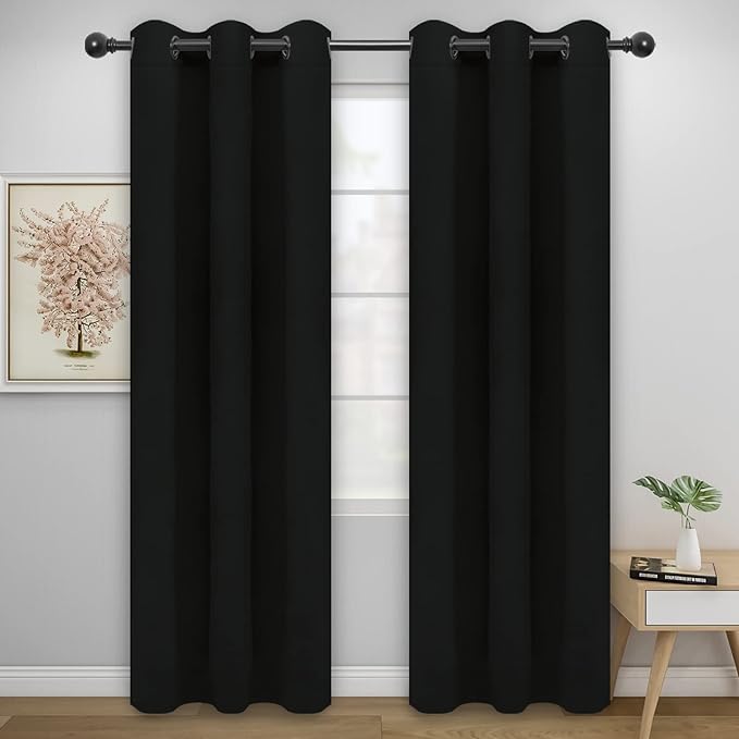 Easy-Going Blackout Curtains for Bedroom, Solid Thermal Insulated Grommet and by Easy-Going