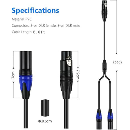 LanSenSu XLR Splitter Cable, 1 Female to 2 Male Patch Y Cable Balanced - Image 2