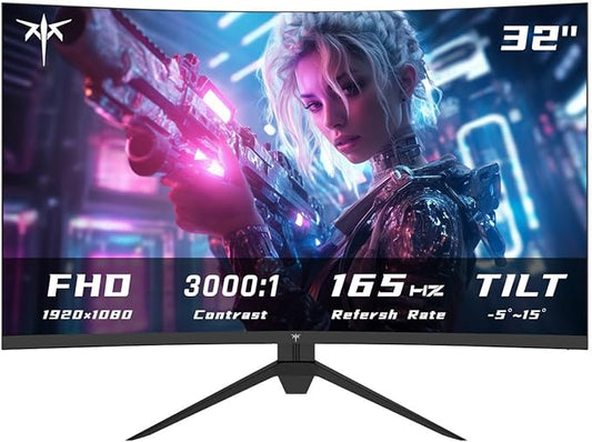 KTC 32 Inch Curved Gaming Monitor, FHD 1080P 165Hz PC Monitor, 122% sRGB by KTC